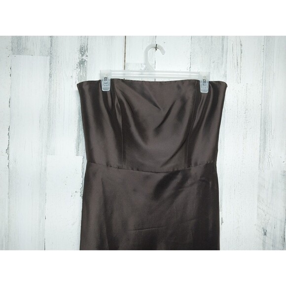 Ann Taylor Size 8 Dark Brown Silk Strapless Knee Length Dress Semi Formal Event - Picture 3 of 6